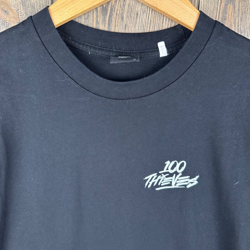 100 Thieves Mens Logo Graphic T-Shirt Black Short Sleeve Size Medium